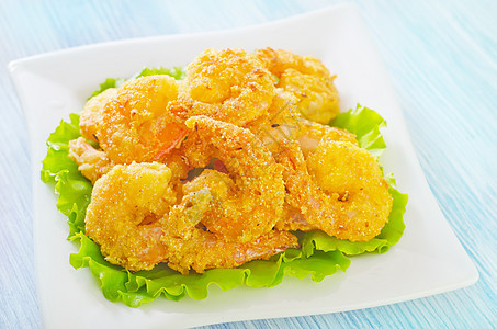 炸虾海鲜食物健康饮食柠檬美食摄影状态动物贝类宏观图片