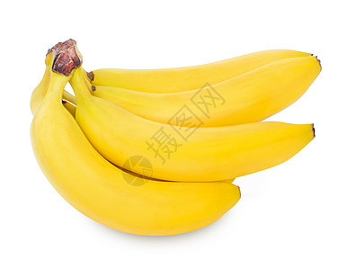一群被白种背景孤立的香蕉黄色剪裁饮食小路食物皮肤组织白色热带小吃图片