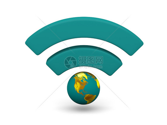 WiFi 符号上网插图网络热点绿色行星白色互联网网吧图片