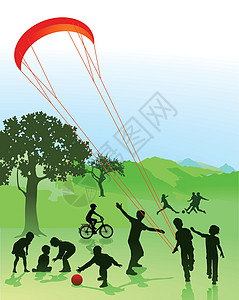 高山火绒草公园中的儿童和青年儿童与青年人设计图片