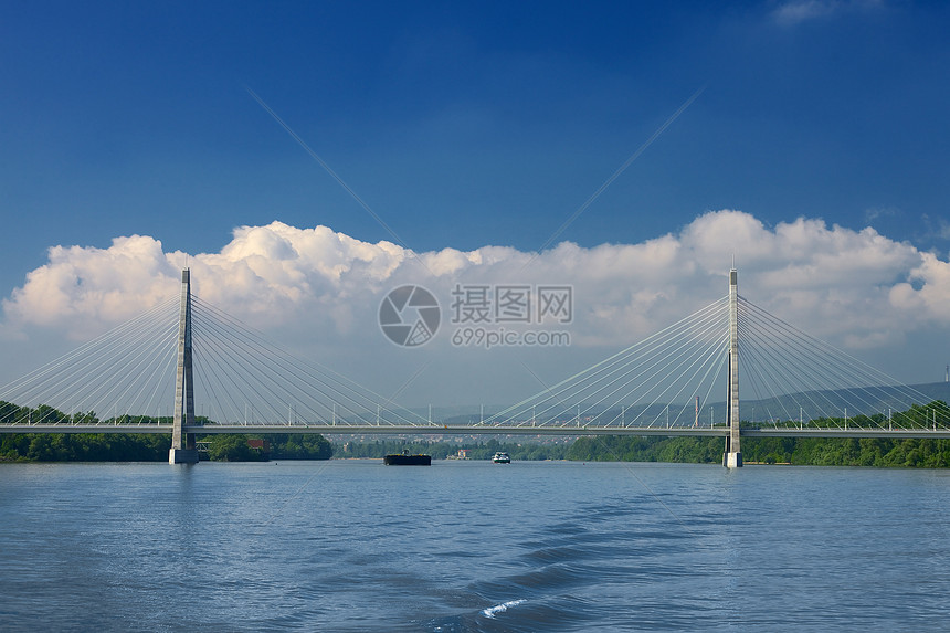 桥旅行建筑学基础设施天空电缆穿越运输工程蓝色图片