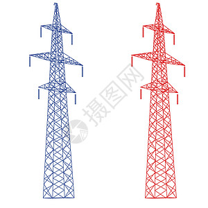 高压电力线的轮廓 矢量图网络工业黑色建造基础设施电源线接线电缆插图电压图片