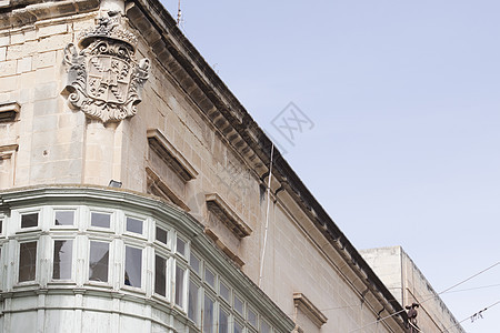 马耳他瓦莱塔的美术馆详情石头阳台棋圣奢华城市建筑住宅风格石灰石历史图片