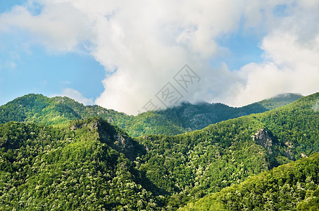 喀尔巴阡山多云天空山脉森林林地白云图片