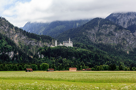 施坦威纽施旺斯坦城堡纪念碑建筑爬坡尖塔旅行自然景观目的地季节背景