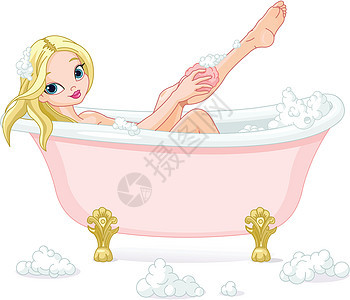 洗澡的年轻妇女图片