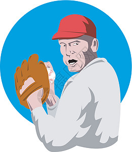 棒球球运动员投手玩家运动男性投掷男人手套沥青插图图片