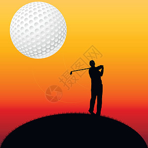 打高尔夫球高尔夫播放器环影插画