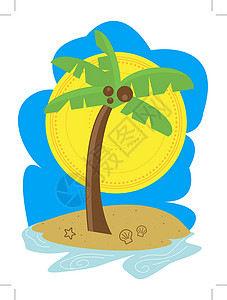 棕榈树海滩旅行异国海滨手掌假期蓝色插图冲浪温泉海星图片