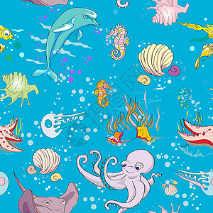 水下图案风格海星墙纸海洋插图涂鸦绘画星星艺术图片
