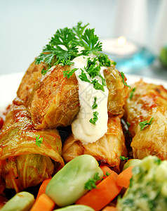 包菜卷猪肉营养美食萝卜午餐味道用餐饮食香菜烹饪图片