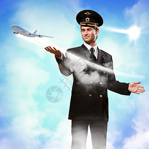 以向飞机伸出一只手的形式进行试验帽子飞机场空勤驾驶航班空气天线运输快乐人员图片