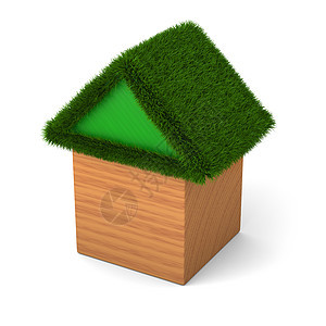 有绿色屋顶的房子幼儿园立方体童年玩具建筑木头积木教育生态图片