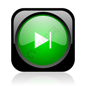 下一个黑色和绿色平方网络闪光图标控制按钮音乐播放器钥匙喷射玩家录音机音乐互联网读者图片