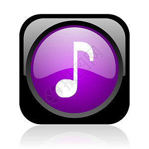 黑色和紫色广场网络光亮图标音乐播放器按钮钥匙艺术音乐声学商业互联网旋律笔记图片