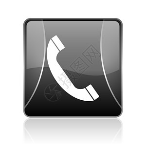 电话黑方网络闪光图标黑色钥匙商业手机蜂窝服务互联网帮助正方形地址图片