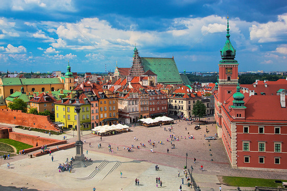 波兰华沙的旧城城堡抛光地标景观纪念碑蓝色旅游建筑吸引力历史图片