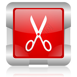 剪剪红色广场网格闪光图标理发沙龙美发头发理发师化妆品洗头网站按钮剪刀图片