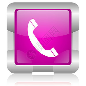 电话粉红色方形网络闪光图标图片