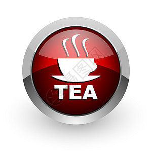 红色茶茶红圆网络光亮的图标图片
