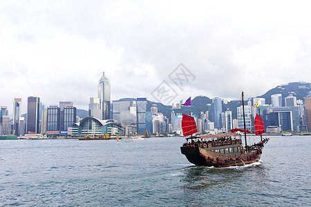 香港的垃圾船港口天际摩天大楼血管酒店旅行旅游乘客建筑商业图片