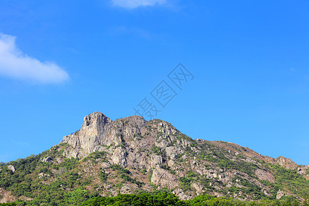 狮子摇滚山地标绿色石头植物森林天空远足环境草地爬坡图片