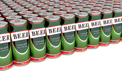 啤酒罐产品罐装包装金属标签酿造啤酒绿色啤酒厂贮存背景图片