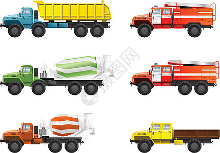 卡车小费运输搅拌车橙子插图货车混合钻机搅拌机垃圾车图片