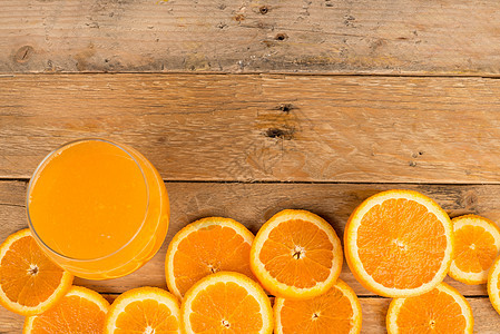 橙色背景模板静物橙汁水平高视角菜单水果营养乡村桌子图片