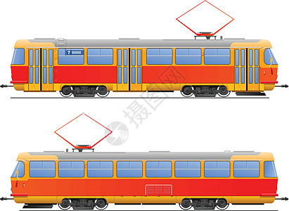 铁轨运输城市红色插图街道乘用车橙子交通铁路卡通片高清图片