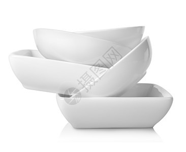 孤立的空碗水平餐具影棚白色陶瓷沙拉空白正方形食物图片