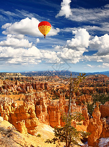 布莱斯峡谷国家公园色调气球航班场景风景空气旅游远景峡谷摄影图片