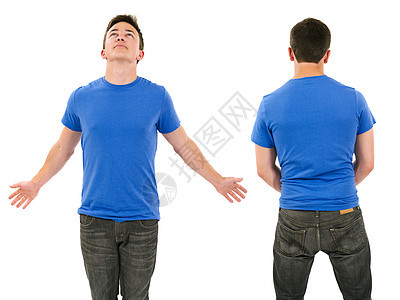 白蓝衬衫和伸展臂的男性图片