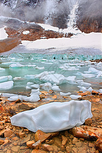 Angel冰川贾斯珀国家公园旅行瀑布冰山栖息地风景环境漂浮生态场景绿地图片