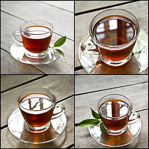 茶液体绿色叶子健康饮食玻璃饮料餐具一杯茶热饮盘子背景图片
