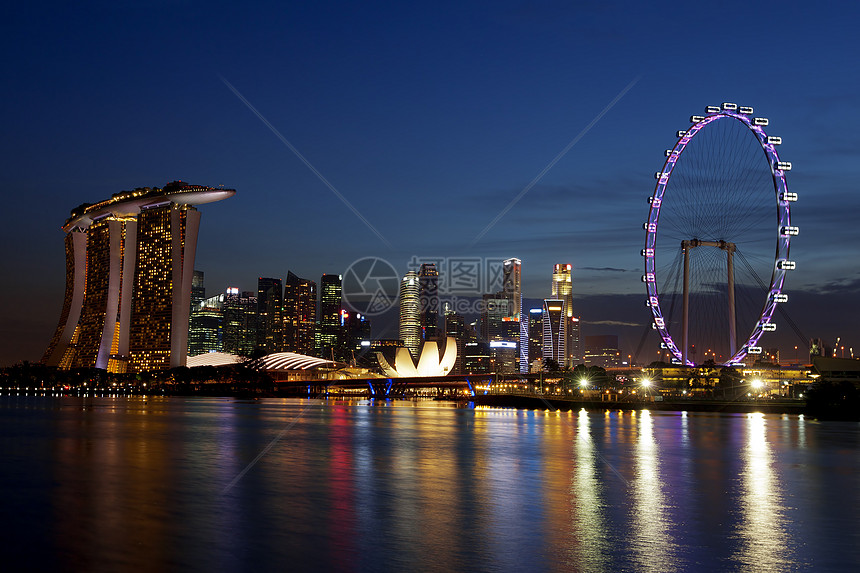 新加坡天线传单螺旋国家歌剧反射道路车轮文化天际城市图片