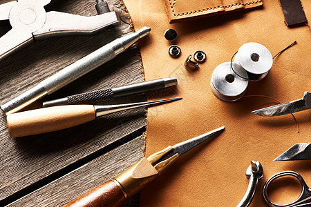 皮革工艺工具皮肤剪刀工作拳头制造业桌子商业锥子木头产品图片