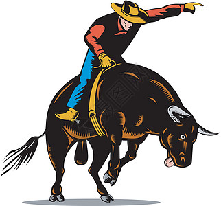 牛仔牛仔游牛骑马独奏大赛艺术品插图骑士男性表演奶牛男人骑术动物牛仔图片