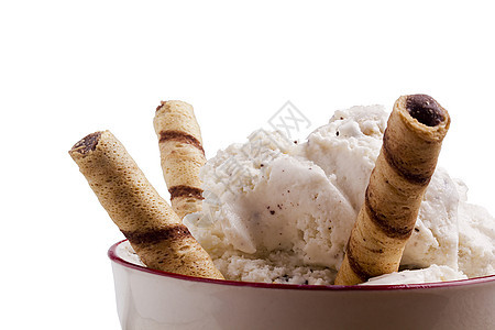 卷华饼和冰淇淋早餐文化咖啡店小吃美食脆皮甜点晶圆诱惑烘烤图片