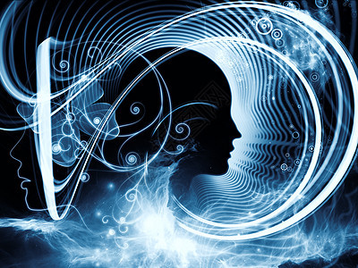 不断演变的人类思想想像力星云设计头脑智力蓝色寓言元素记忆智人图片
