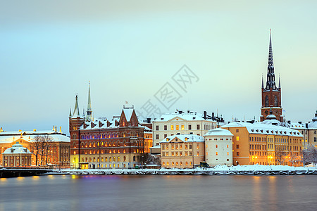 瑞典斯德哥尔摩黄昏市建筑地平线大厅港口风景教会天际首都天空建筑学图片