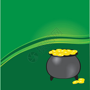 含幸运的三叶草人 黑白蛋白金罐头金子商业硬币庆典插图金属银行金库宝藏文化图片