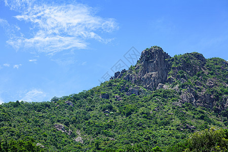 狮子摇滚山草地天空环境岩石远足地标绿色植物森林爬坡图片