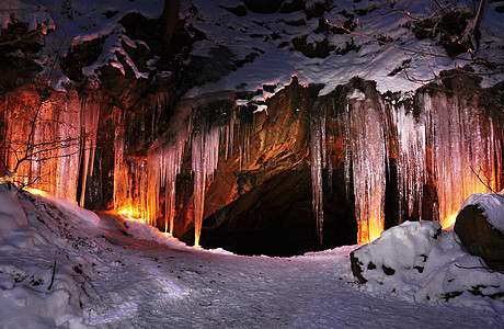 冰洞穴气候冰柱蓝色季节瀑布生态洞穴勘探钟乳石石笋图片