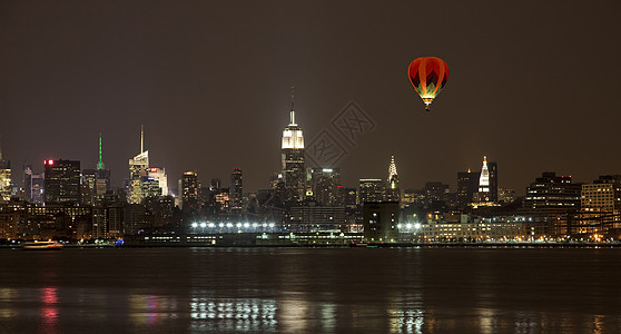 纽约市的天线市中心喜悦反射辉光冒险高楼热气建筑气球派对图片