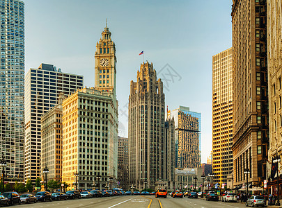 芝加哥市中心 与威利大楼办公室街道建筑大街摩天大楼地标城市图片