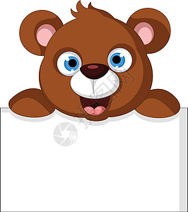 带有空白符号的可爱小棕熊卡通画幸福快乐微笑冒充喜悦夹子玩具幼兽拥抱哺乳动物图片