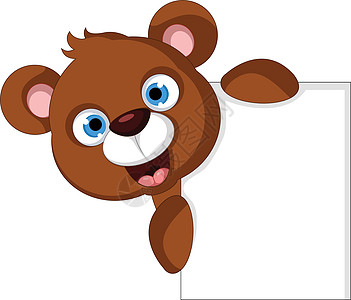 带有空白符号的可爱小棕熊卡通画乐趣毛皮幼兽吉祥物冒充插图幸福夹子微笑童年图片