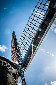 荷兰风车建筑蓝色能源木头瓷砖天空翅膀图片