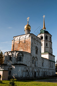 Spaskaya救世主教堂 位于俄罗斯Baikal湖主要城市Irkutsk房子街道村庄天空寺庙生长城市宗教教会建筑学背景